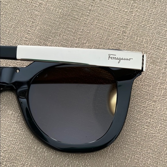 Salvatore Ferragamo Black and Gold Oversized Sunglasses - Picture 7 of 10